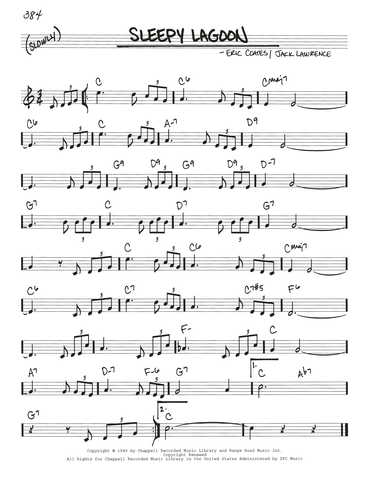 Jack Lawrence Sleepy Lagoon sheet music notes and chords. Download Printable PDF.