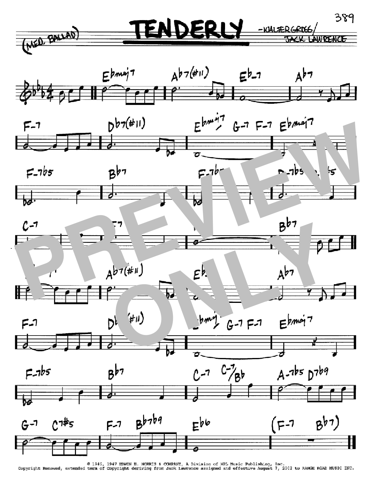 Jack Lawrence Tenderly sheet music notes and chords. Download Printable PDF.