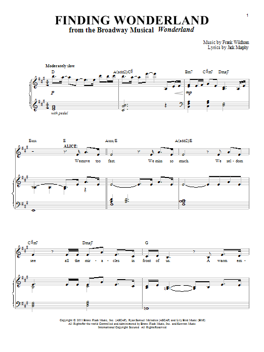 Frank Wildhorn Finding Wonderland (from Wonderland The Musical) sheet music notes and chords. Download Printable PDF.