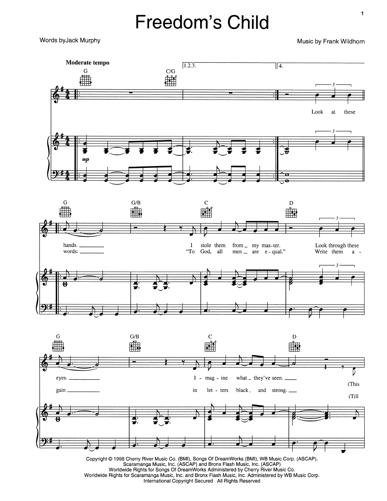 Jack Murphy Freedom's Child sheet music notes and chords. Download Printable PDF.