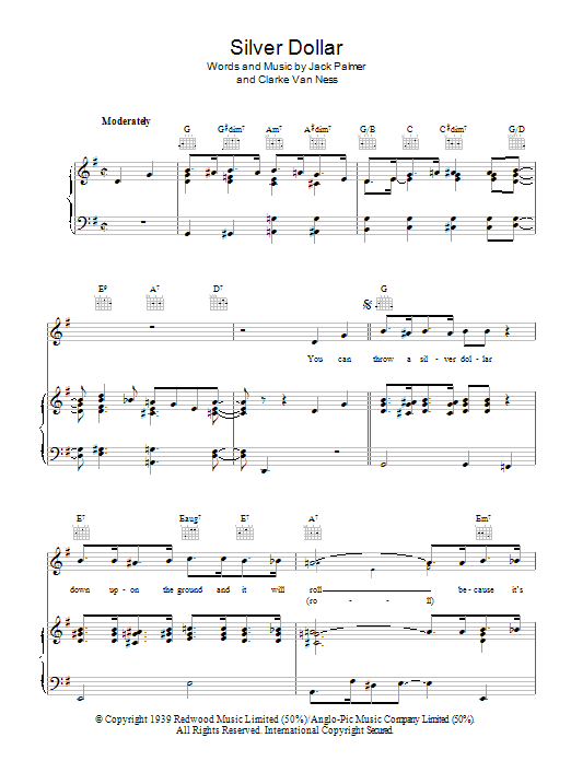 Jack Palmer Silver Dollar sheet music notes and chords. Download Printable PDF.