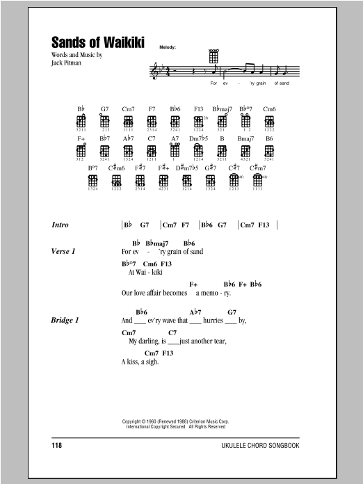 Learn to play Jack Pitman Sands Of Waikiki sheet music for Ukulele with Strumming Patterns in minutes. Jack Pitman Sands Of Waikiki sheet music notes and chords. Download Printable PDF.