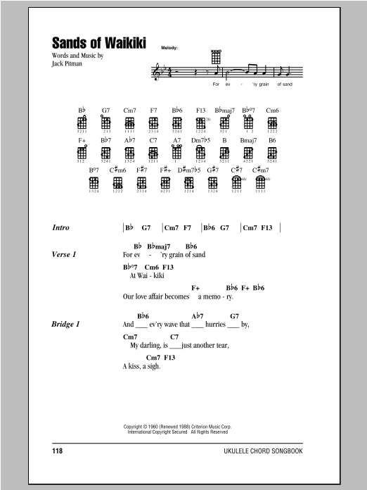 Jack Pitman Sands Of Waikiki sheet music notes and chords. Download Printable PDF.