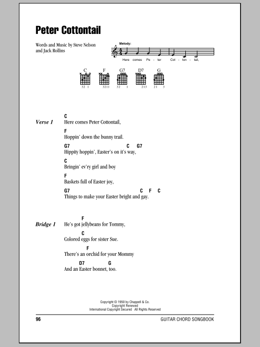 Jack Rollins Peter Cottontail sheet music notes and chords. Download Printable PDF.