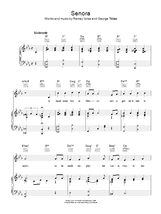 Jack Smith Senora sheet music notes and chords. Download Printable PDF.