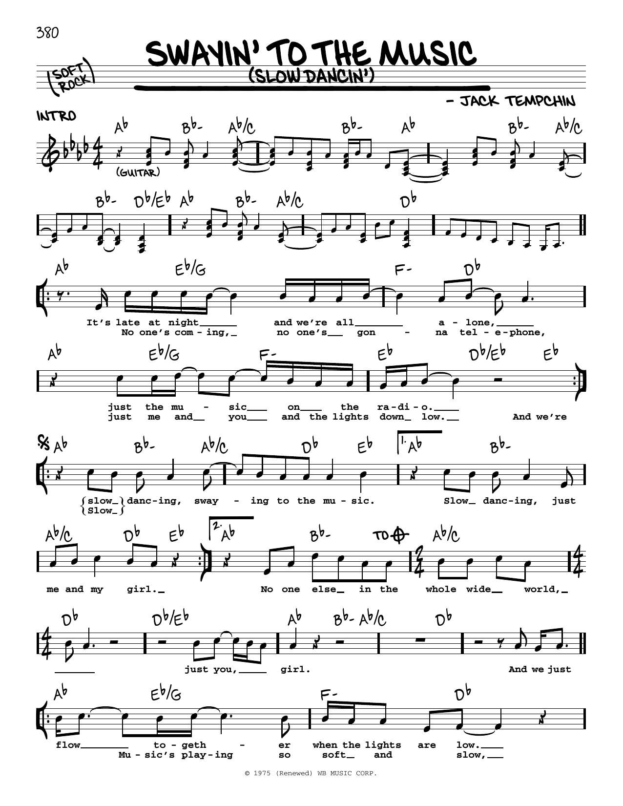 Learn to play Jack Tempchin Swayin' To The Music (Slow Dancin') sheet music for Baritone Ukulele in minutes. Price: 5.9900$ Jack Tempchin Swayin' To The Music (Slow Dancin') sheet music notes and chords arranged for Baritone Ukulele