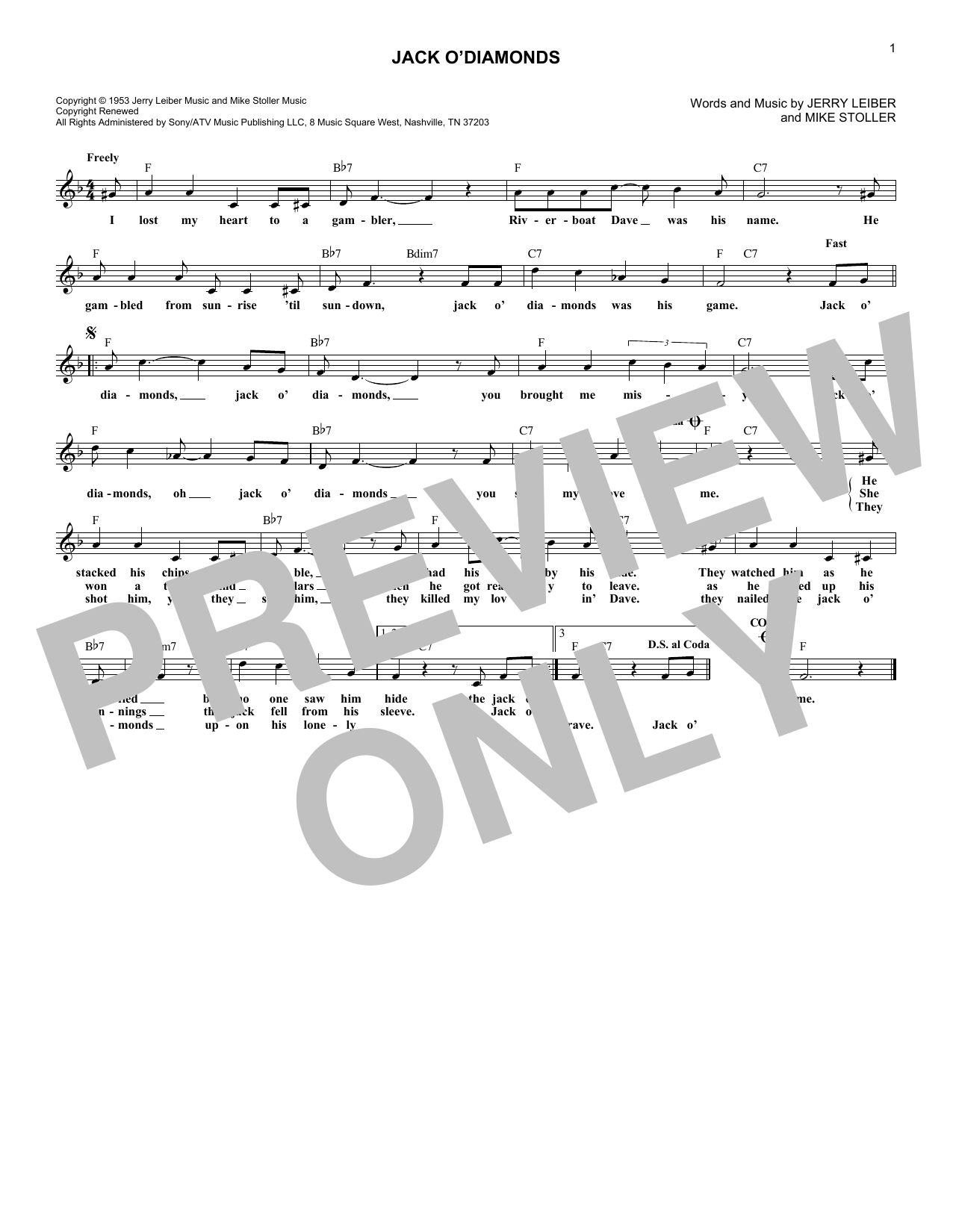 Learn to play Jacki Fontaine Jack O'Diamonds sheet music for Lead Sheet / Fake Book in minutes. Price: 5.9900$ Jacki Fontaine Jack O'Diamonds sheet music notes and chords arranged for Lead Sheet / Fake Book