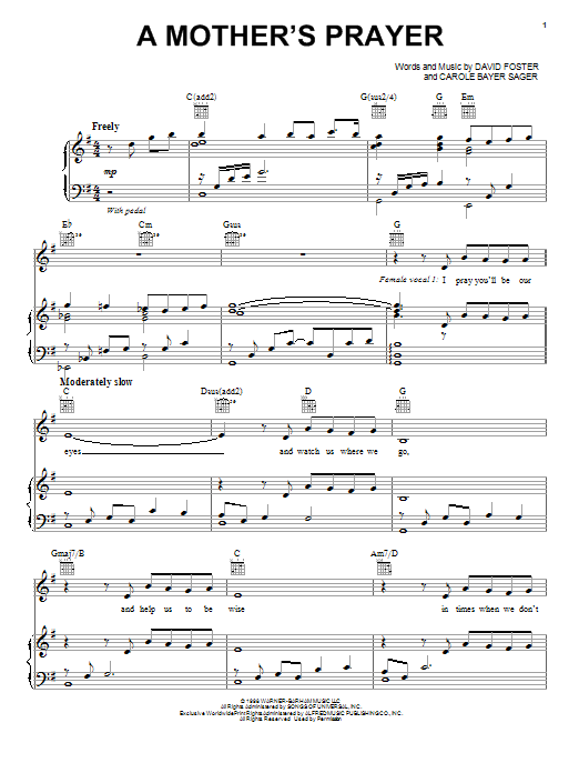 Jackie Evancho A Mother S Prayer Sheet Music Pdf Notes Chords Pop Score Piano Vocal Guitar Right Hand Melody Download Printable Sku 91629