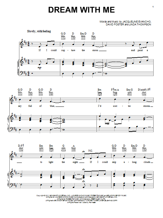 Jackie Evancho Dream With Me sheet music notes and chords. Download Printable PDF.