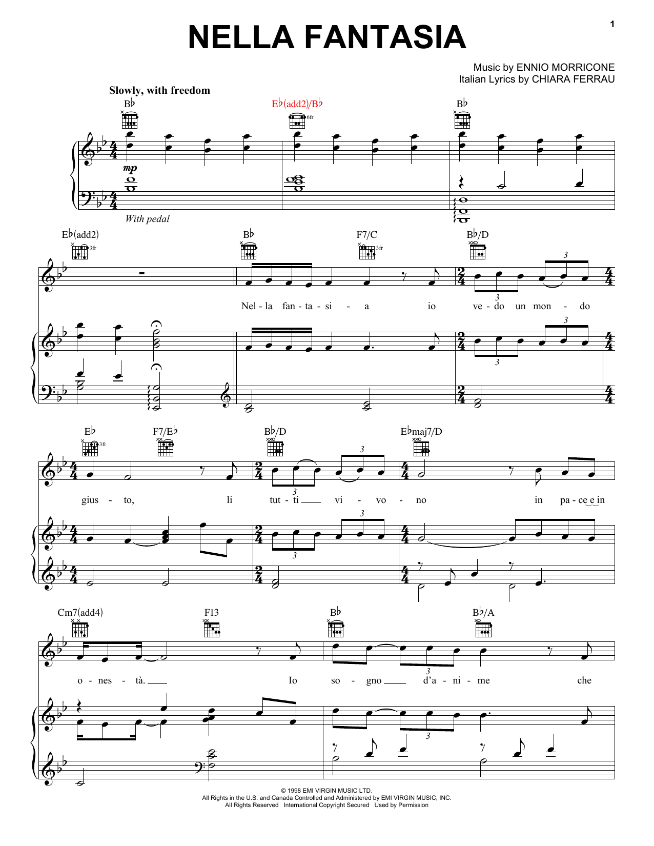 Jackie Evancho Nella Fantasia sheet music notes and chords. Download Printable PDF.