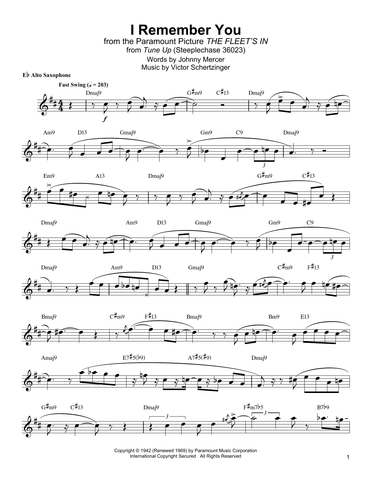 Jackie McLean I Remember You sheet music notes and chords. Download Printable PDF.