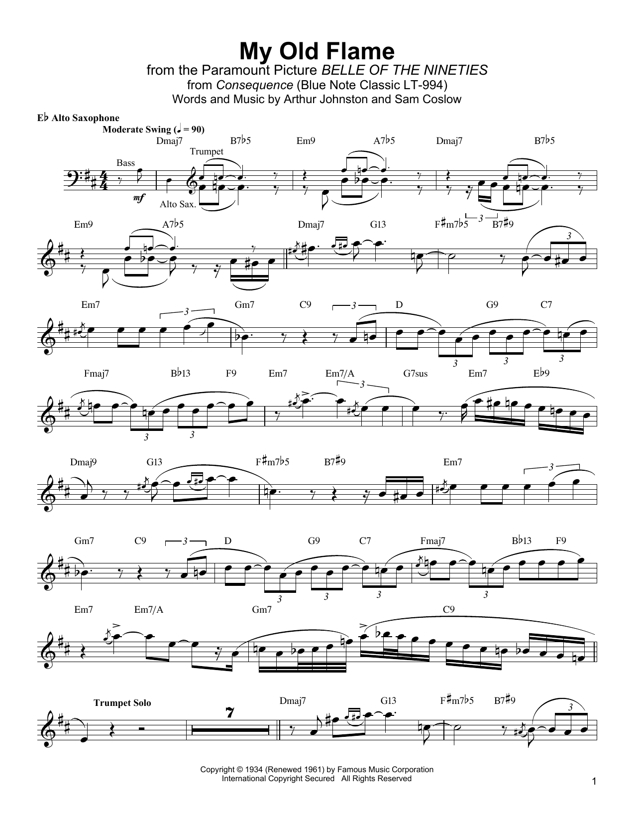 Jackie McLean My Old Flame sheet music notes and chords. Download Printable PDF.