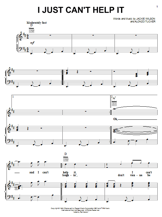 Learn to play Jackie Wilson I Just Can't Help It sheet music for Piano, Vocal & Guitar (Right-Hand Melody) in minutes. Jackie Wilson I Just Can't Help It sheet music notes and chords