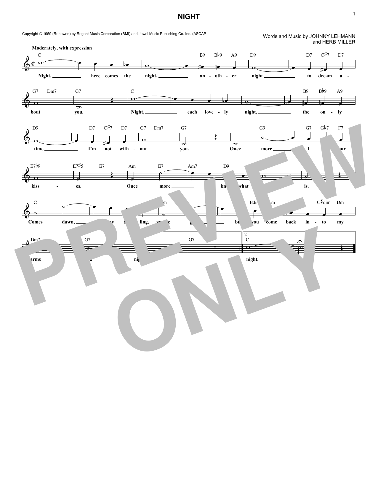 Jackie Wilson Night sheet music notes and chords. Download Printable PDF.