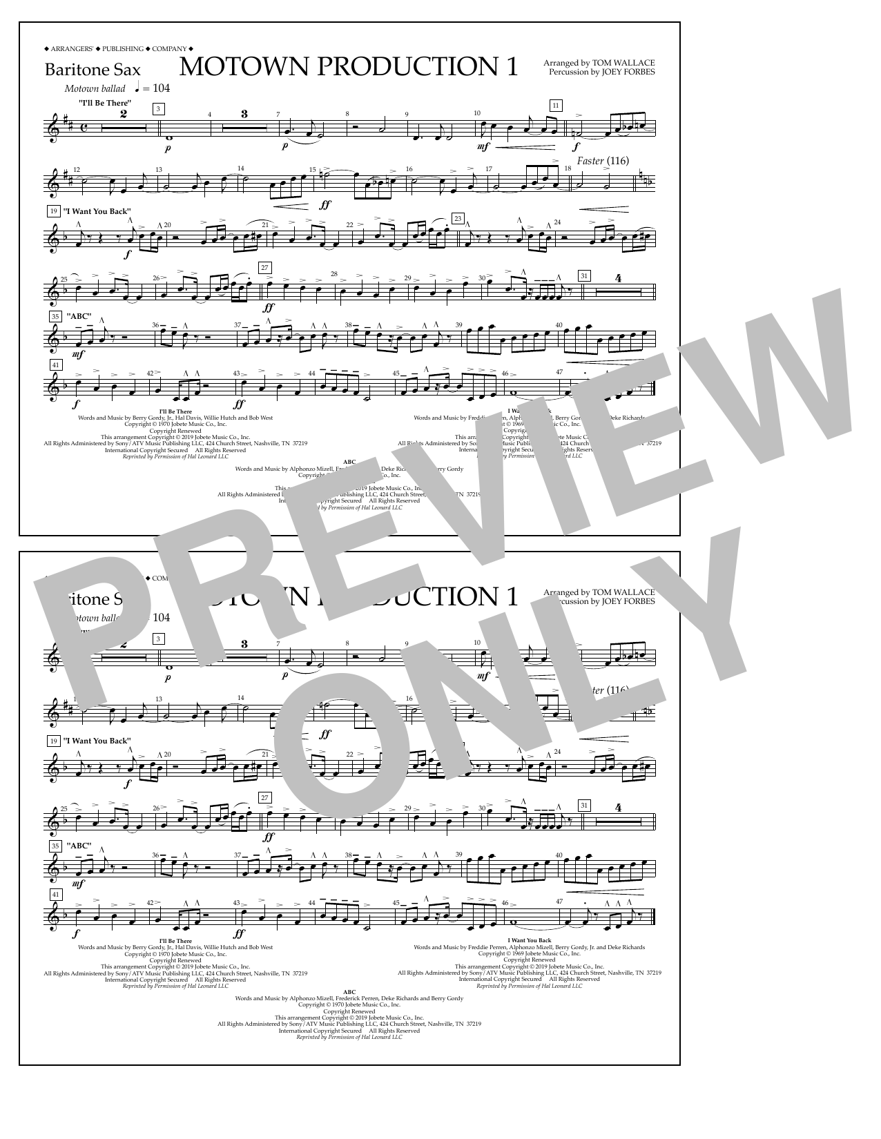 Learn to play Jackson 5 Motown Production 1(arr. Tom Wallace) - Baritone Sax sheet music for Marching Band in minutes. Price: 7.8900$ Jackson 5 Motown Production 1(arr. Tom Wallace) - Baritone Sax sheet music notes and chords arranged for Marching Band