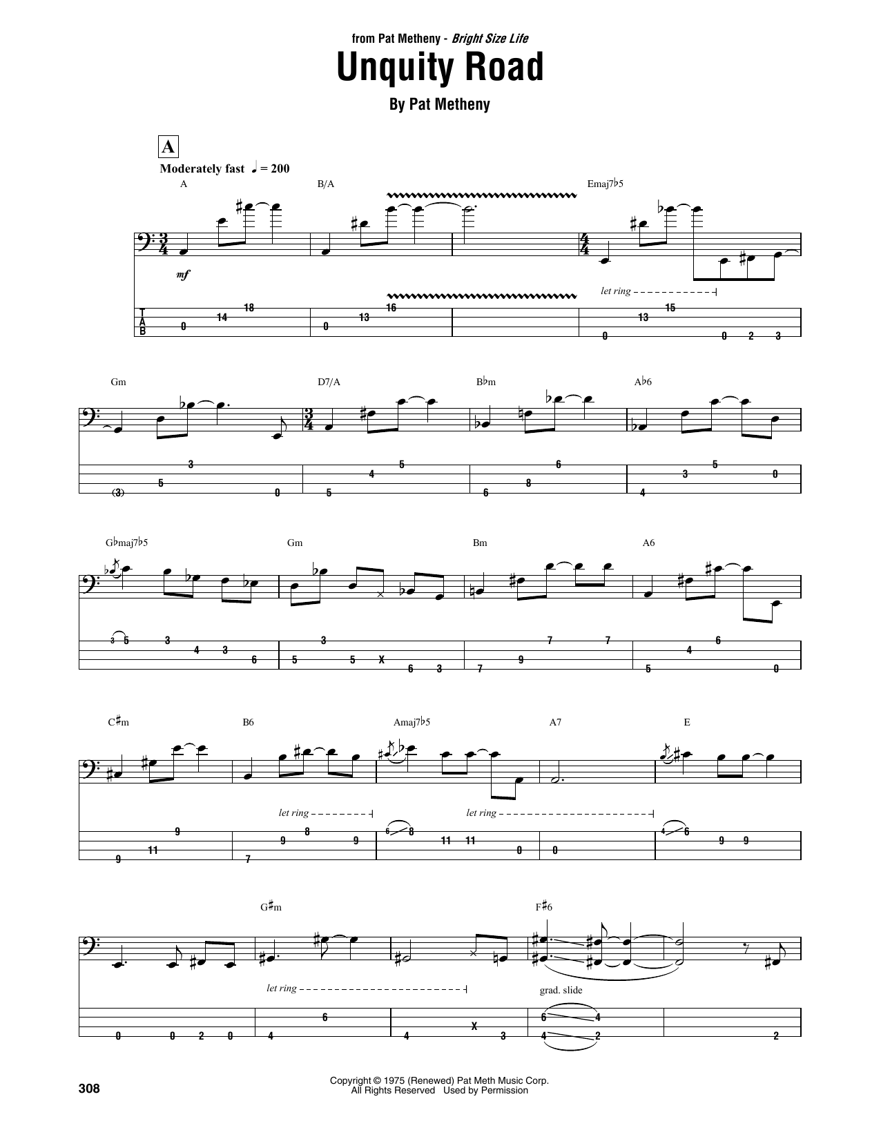 Jaco Pastorius Unquity Road sheet music notes and chords. Download Printable PDF.