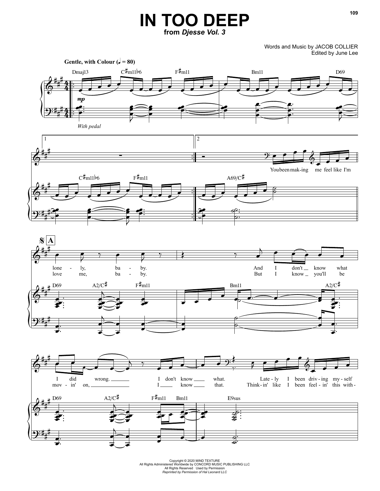 Jacob Collier In Too Deep sheet music notes and chords. Download Printable PDF.