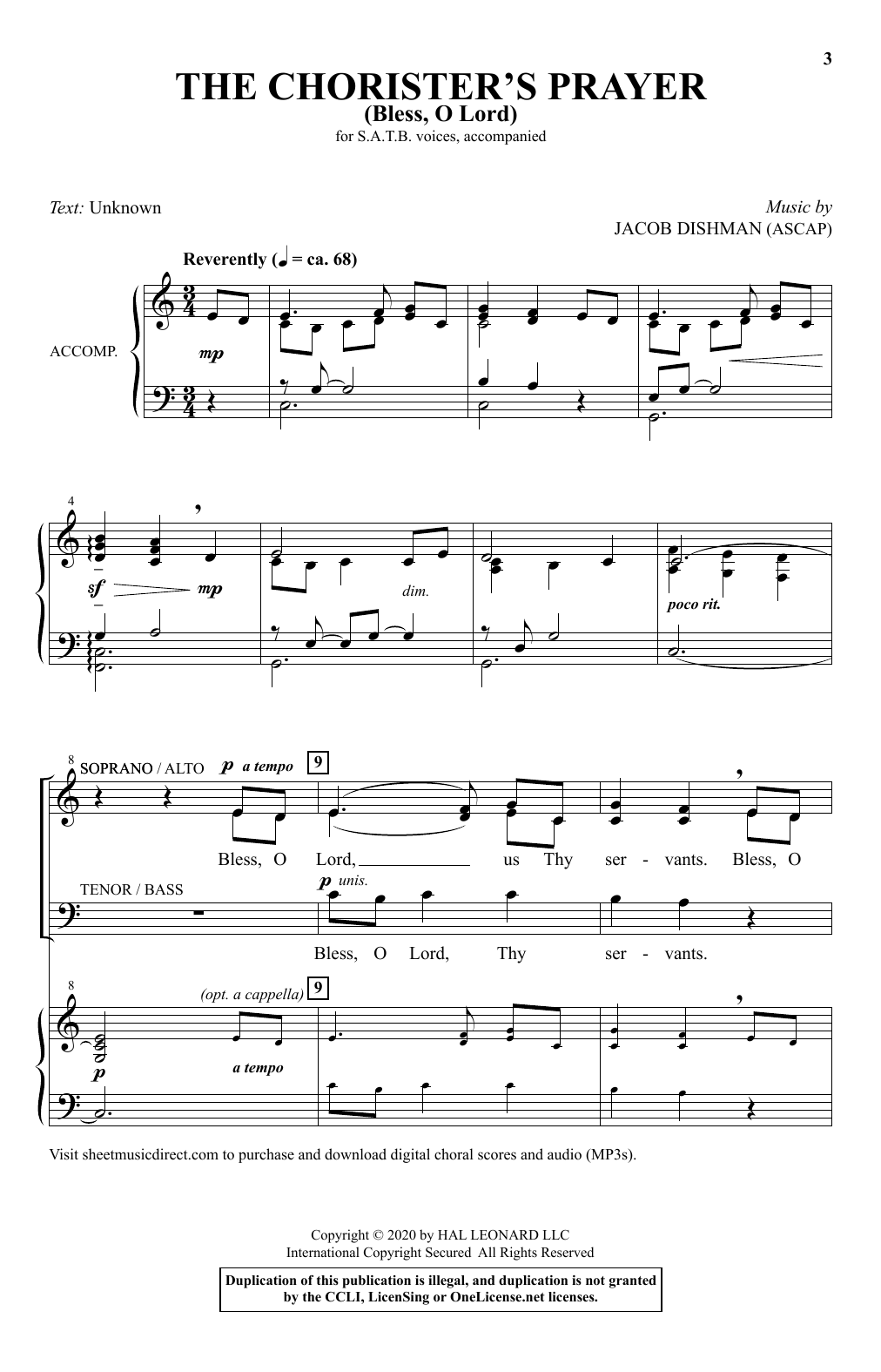 Learn to play Jacob Dishman The Chorister's Prayer (Bless, O Lord) sheet music for SATB Choir in minutes. Price: 3.9900$ Jacob Dishman The Chorister's Prayer (Bless, O Lord) sheet music notes and chords arranged for SATB Choir