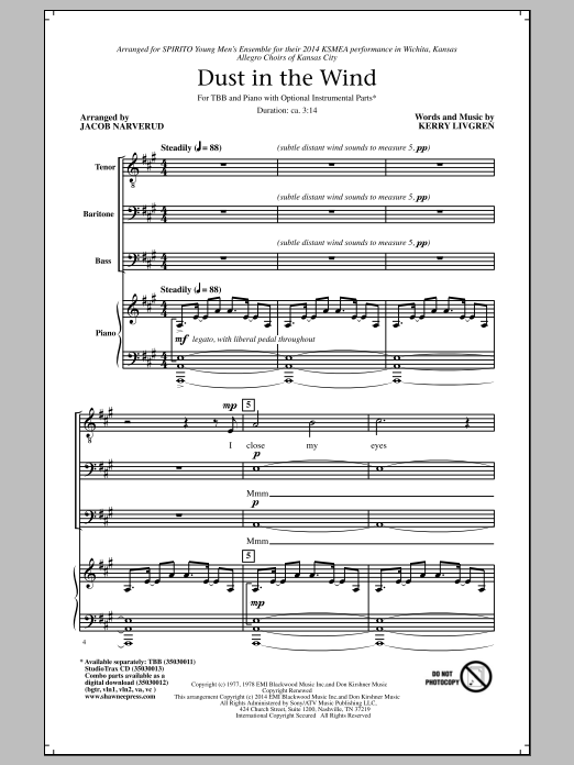 Jacob Narverud 'Dust In The Wind' Sheet Music & Chords | Printable.