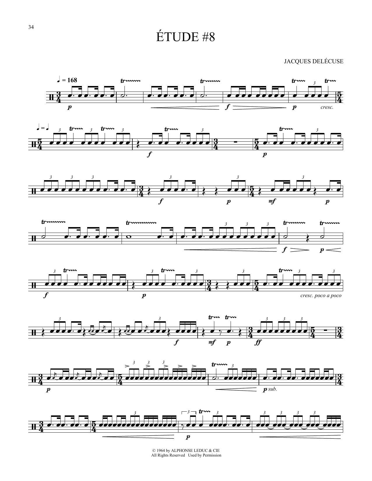 Jacques Delecluse Etude #8 sheet music notes and chords. Download Printable PDF.