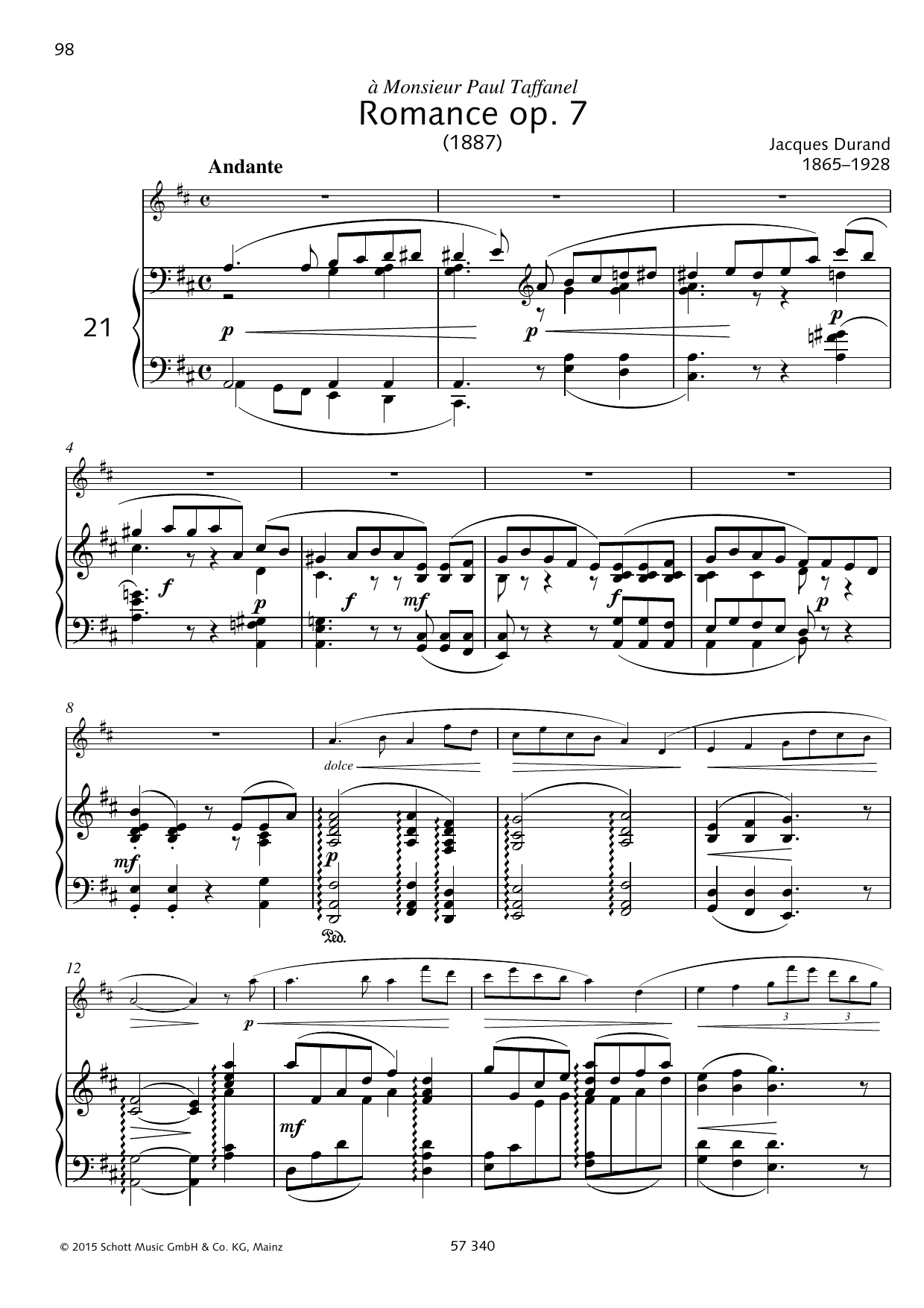 Jacques Durand Romance sheet music notes and chords. Download Printable PDF.