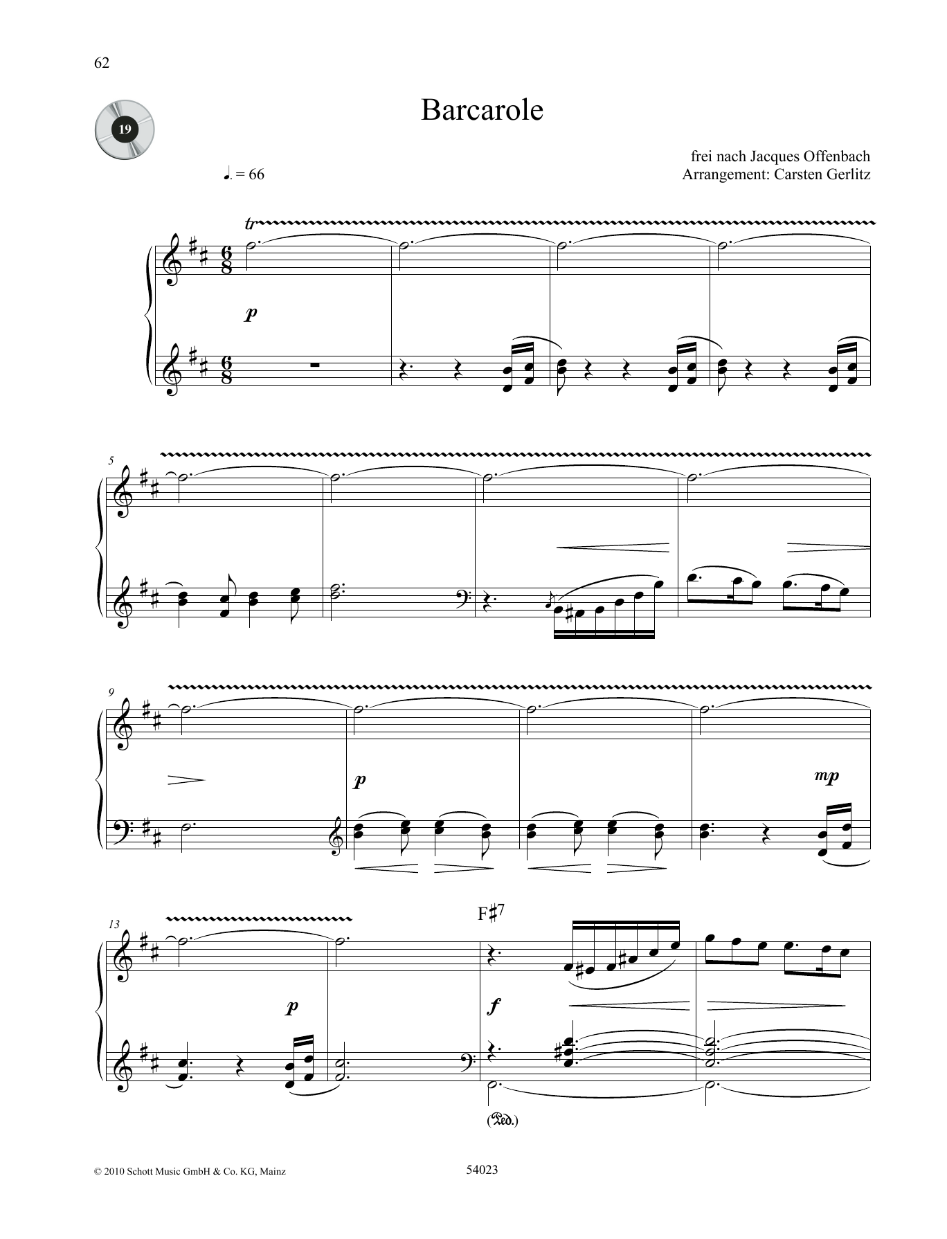 Jacques Offenbach Barcarole sheet music notes and chords. Download Printable PDF.