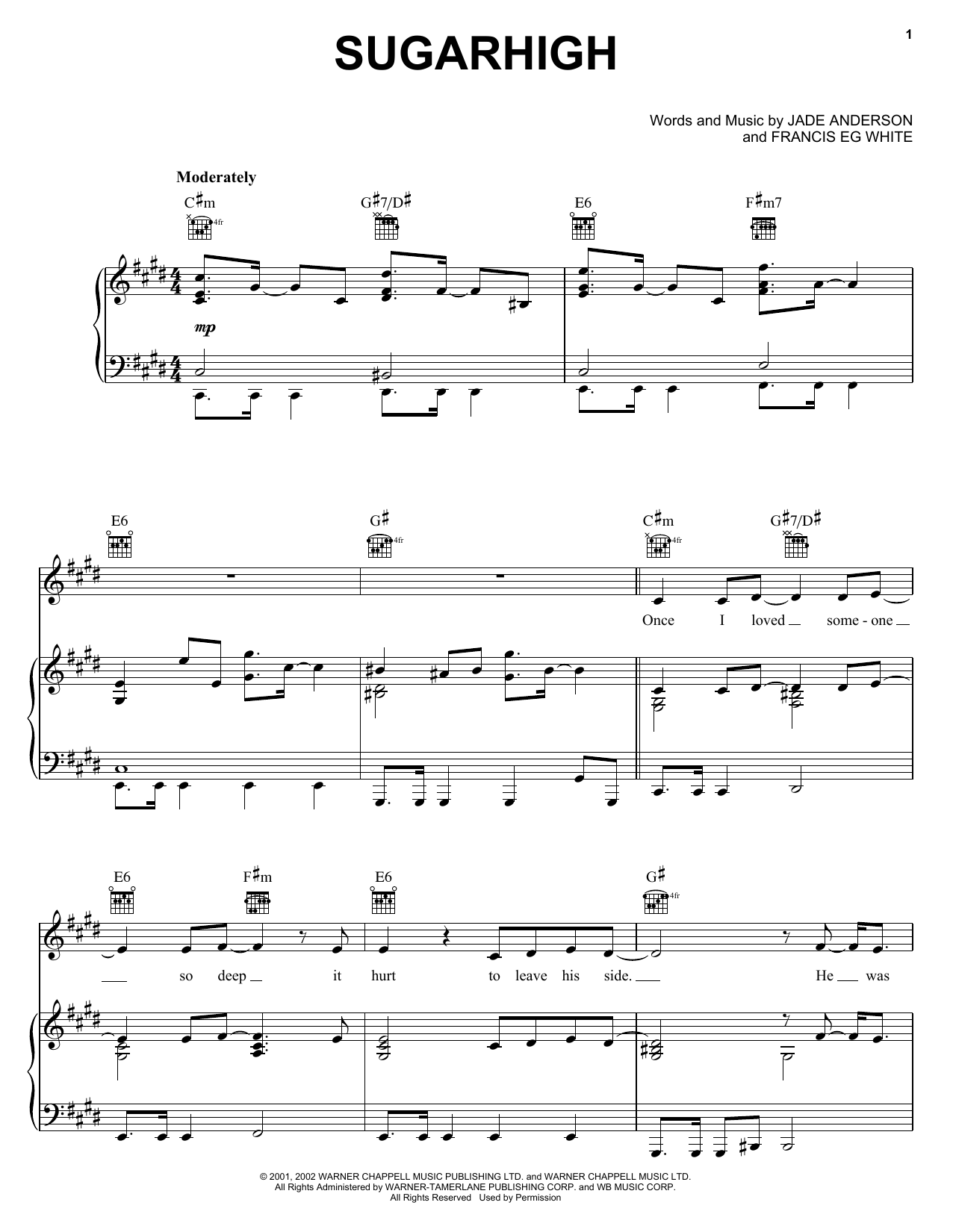 Jade Anderson Sugarhigh sheet music notes and chords. Download Printable PDF.