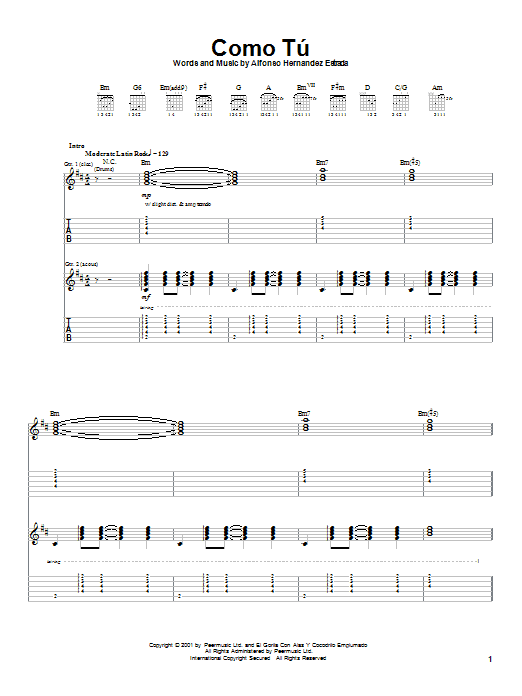 Jaguares Como Tu sheet music notes and chords. Download Printable PDF.