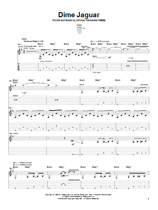 Jaguares Dime Jaguar sheet music notes and chords. Download Printable PDF.