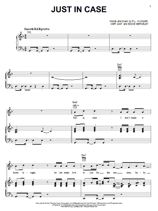 Jaheim Just In Case sheet music notes and chords. Download Printable PDF.