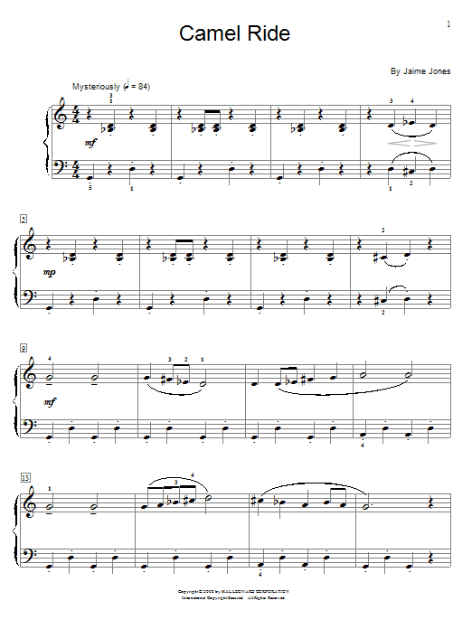 Jamie Jones Camel Ride sheet music notes and chords. Download Printable PDF.