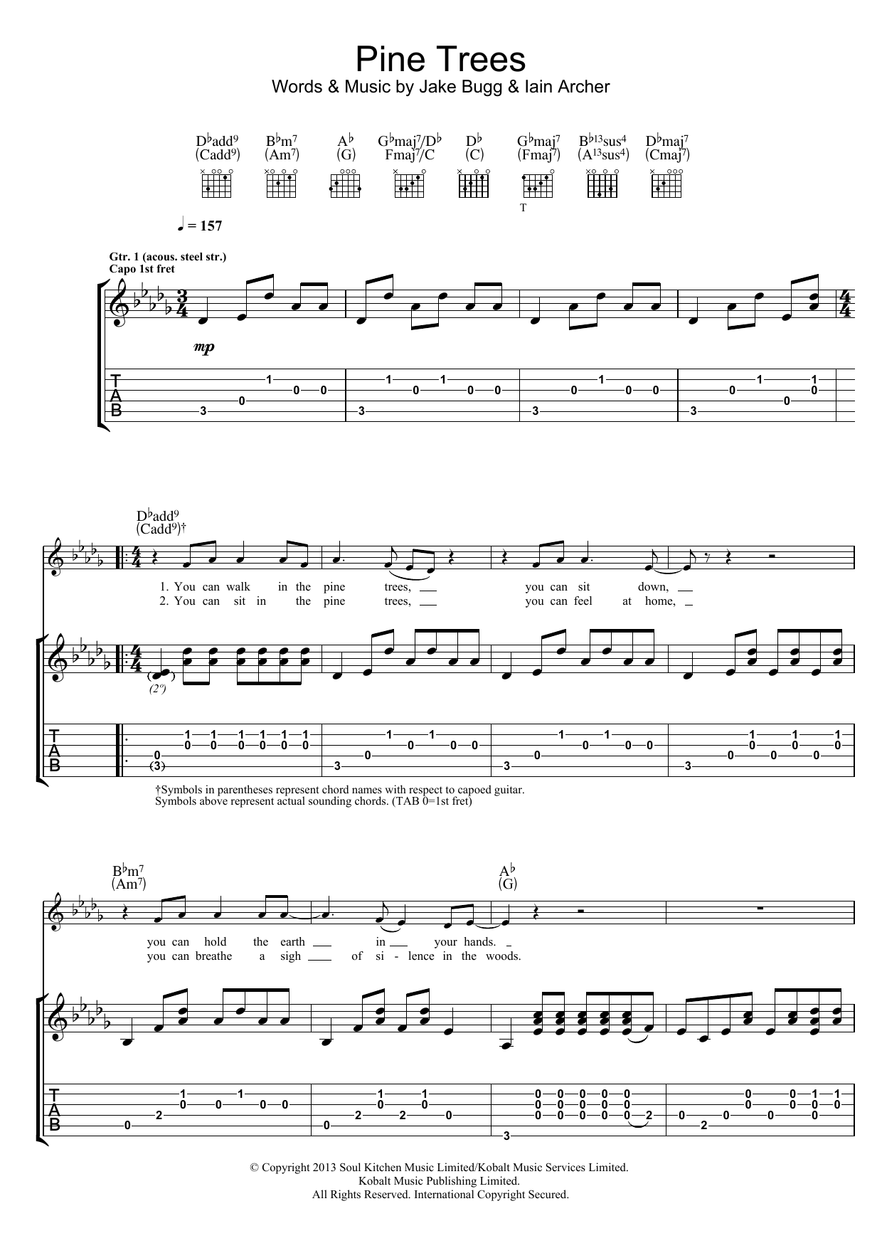 Jake Bugg Pine Trees sheet music notes and chords. Download Printable PDF.