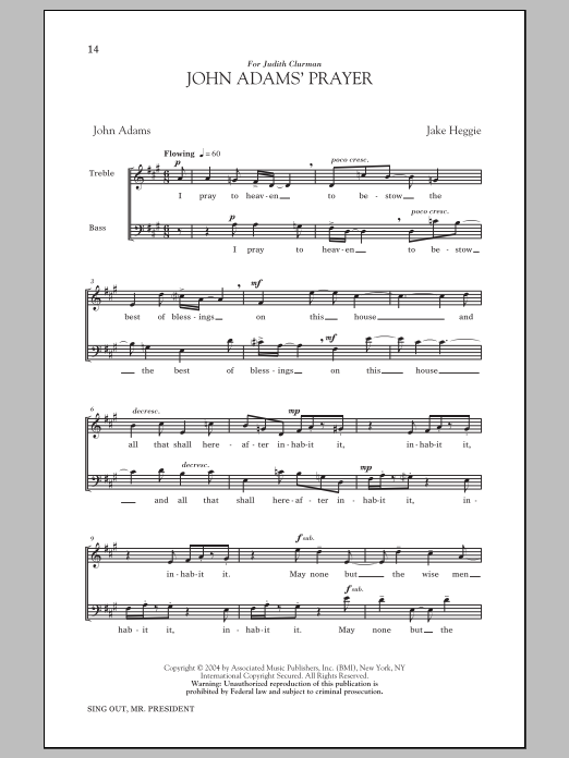 Jake Heggie John Adams' Prayer sheet music notes and chords. Download Printable PDF.