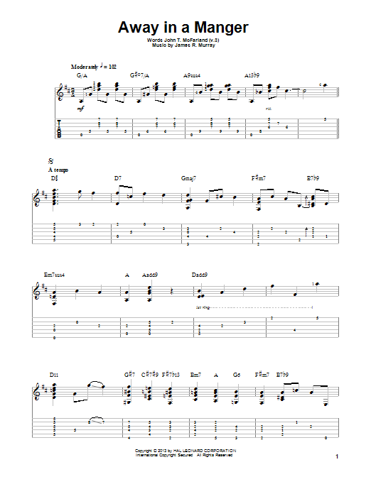 Learn to play Jake Reichbart Away In A Manger sheet music for Guitar Tab in minutes. Jake Reichbart Away In A Manger sheet music notes and chords. Download Printable PDF.