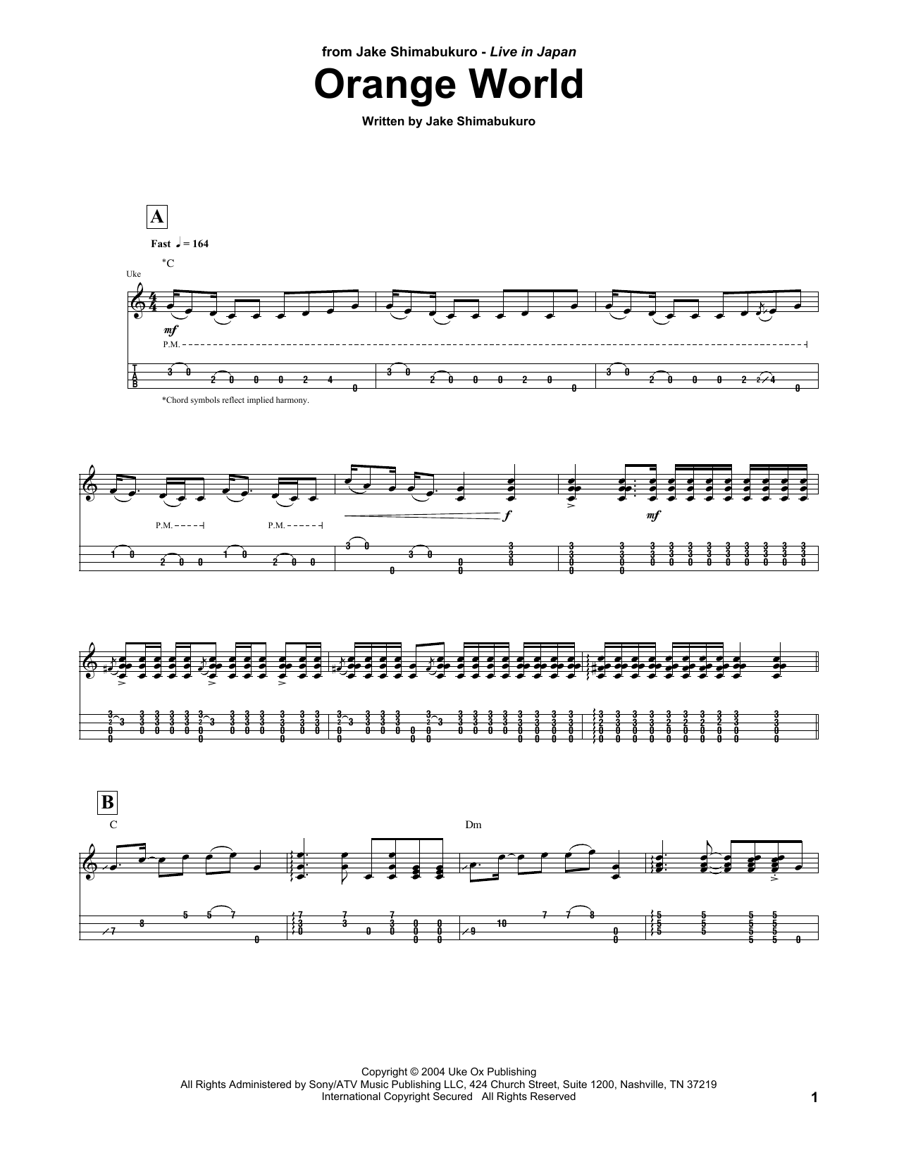 Learn to play Jake Shimabukuro Orange World sheet music for Ukulele Tab in minutes. Jake Shimabukuro Orange World sheet music notes and chords. Download Printable PDF.