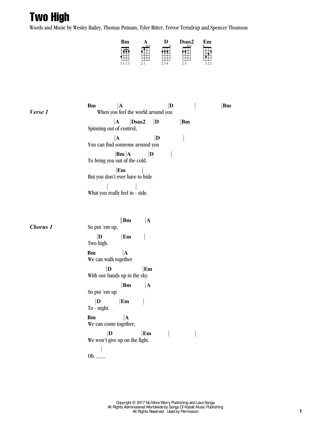 Jake Shimabukuro Two High sheet music notes and chords. Download Printable PDF.