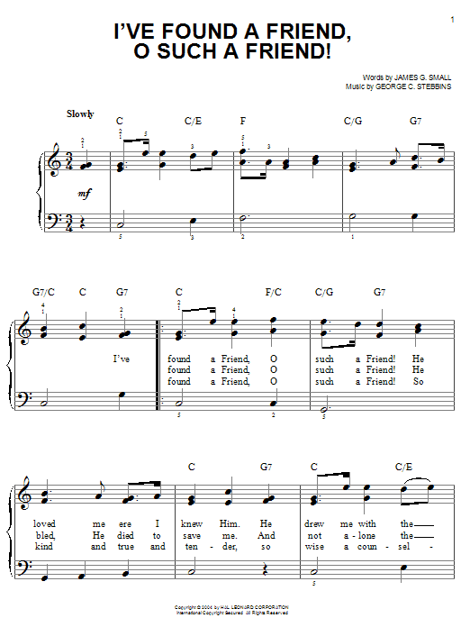 James G. Small I've Found A Friend, O Such A Friend! sheet music notes and chords. Download Printable PDF.