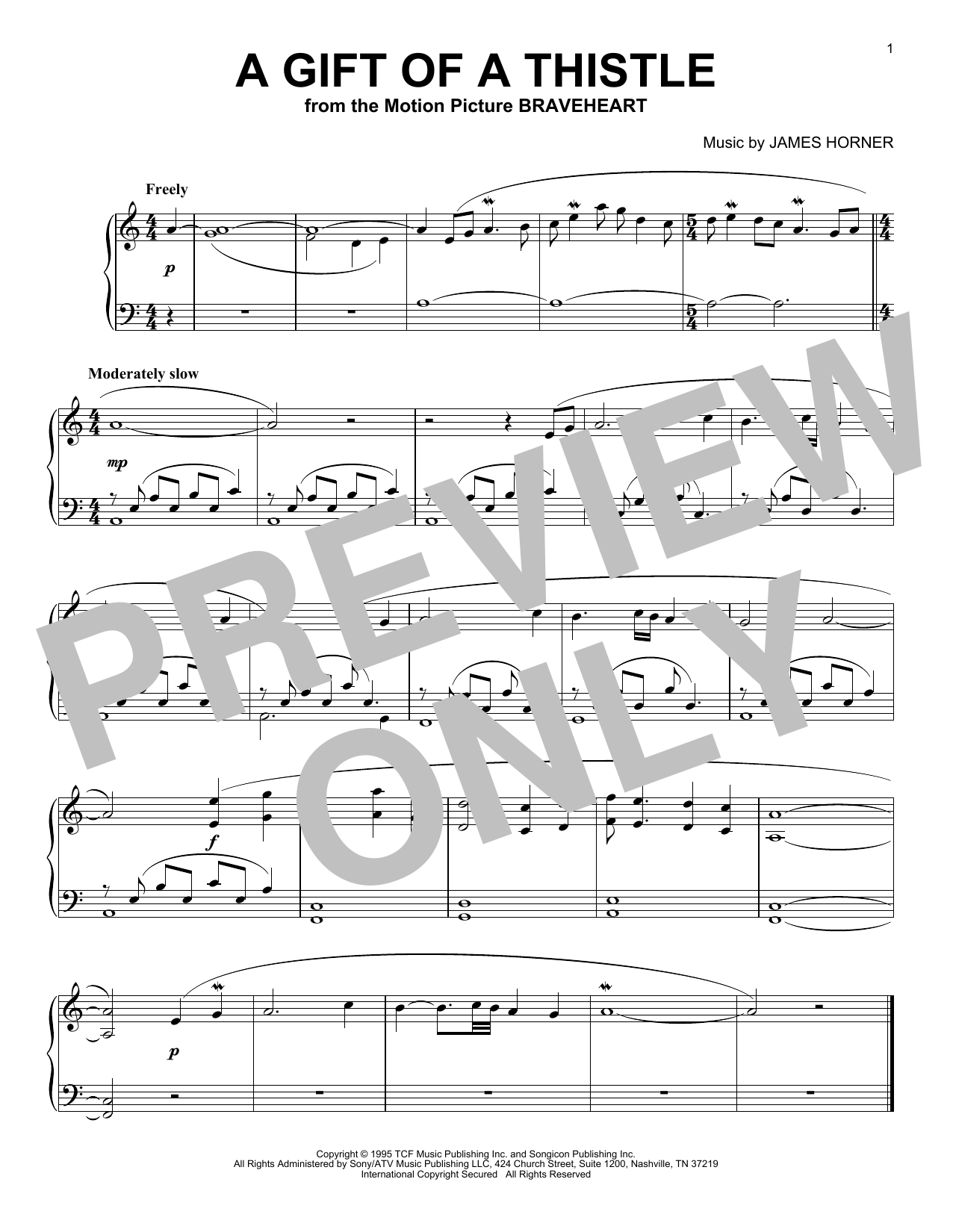 James Horner A Gift Of A Thistle sheet music notes and chords. Download Printable PDF.