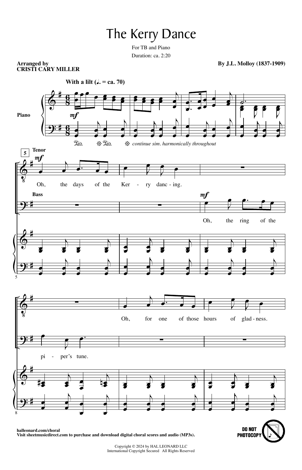 James L. Molloy The Kerry Dance (arr. Cristi Cary Miller) sheet music notes and chords. Download Printable PDF.