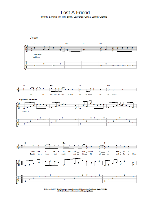 James Lost A Friend sheet music notes and chords. Download Printable PDF.