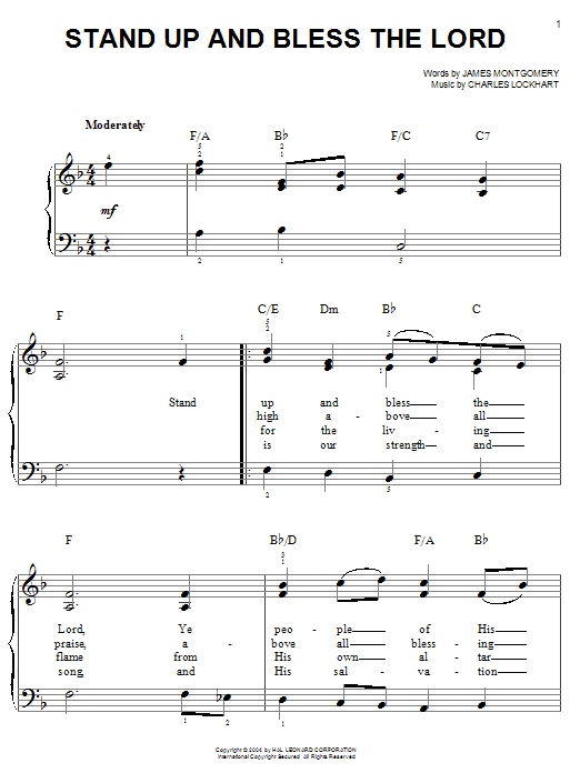 James Montgomery Stand Up And Bless The Lord sheet music notes and chords. Download Printable PDF.