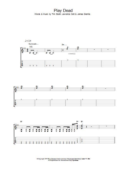 James Play Dead sheet music notes and chords. Download Printable PDF.