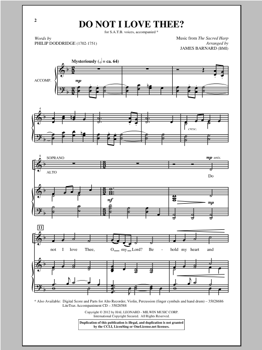 James Barnard Do Not I Love Thee? sheet music notes and chords arranged for SATB Choir