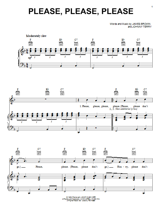 James Brown 'Please, Please, Please' Sheet Music | Download Printable PDF  Chords & Score at FreshSheetMusic.com