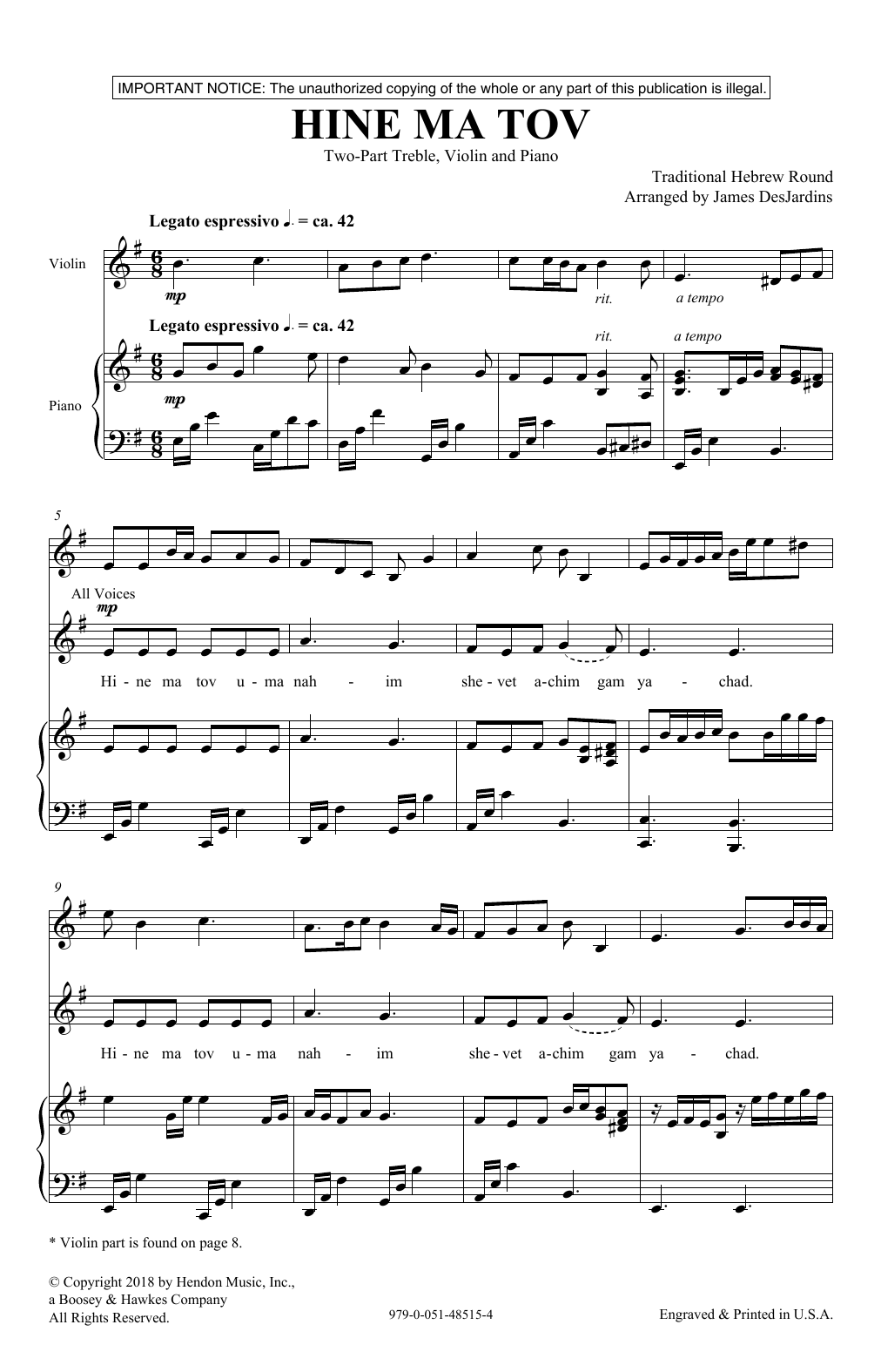 James DesJardins Hine Ma Tov sheet music notes and chords. Download Printable PDF.