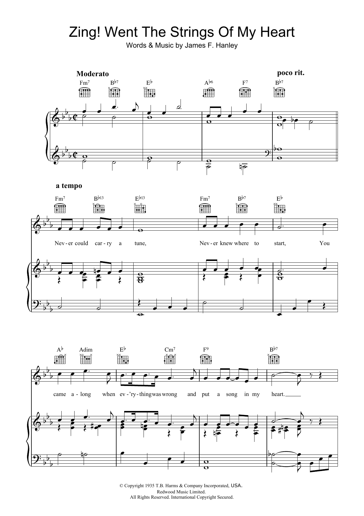 Learn to play James F. Hanley Zing! Went The Strings Of My Heart sheet music for Piano, Vocal & Guitar (Right-Hand Melody) in minutes. James F. Hanley Zing! Went The Strings Of My Heart sheet music notes and chords. Download Printable PDF.