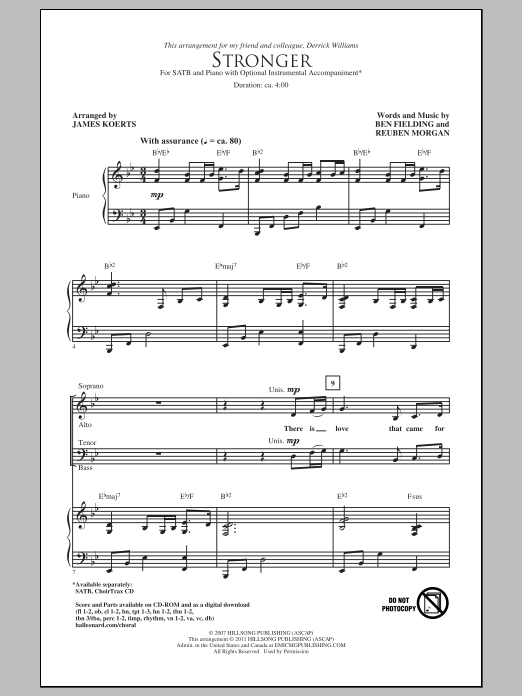 James Koerts Stronger sheet music notes and chords. Download Printable PDF.