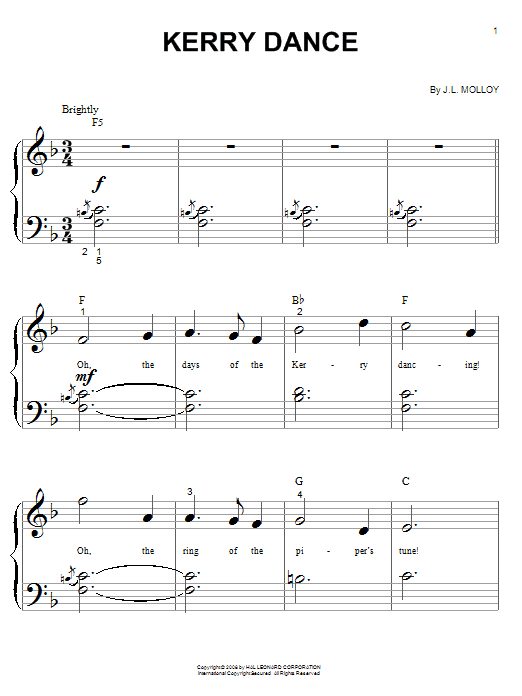 James L. Molloy Kerry Dance sheet music notes and chords. Download Printable PDF.