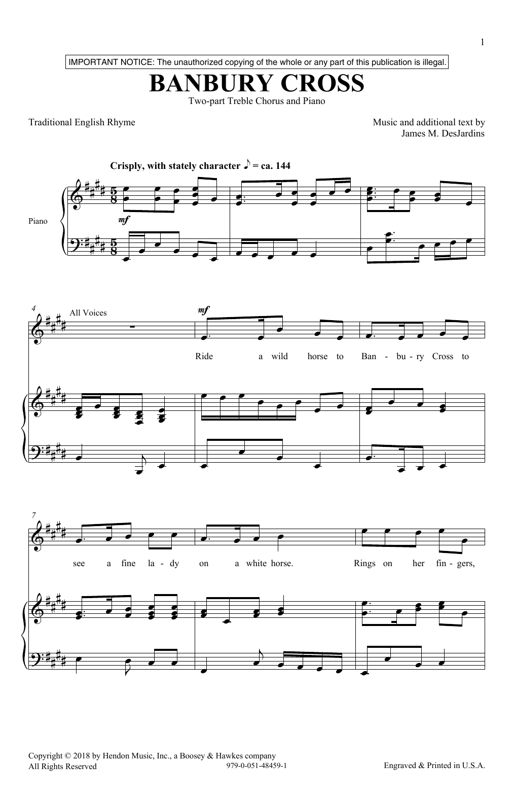 James M. DesJardins Banbury Cross sheet music notes and chords. Download Printable PDF.