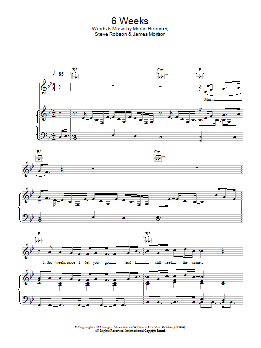 James Morrison 6 Weeks sheet music notes and chords. Download Printable PDF.